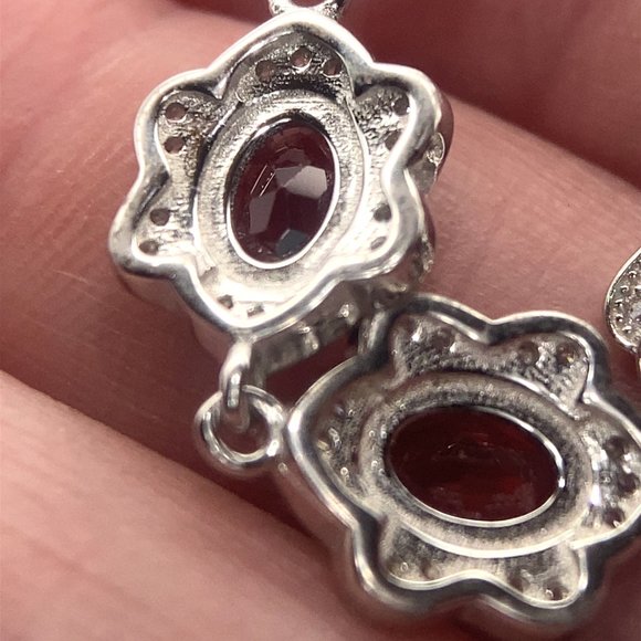 Pyrope Garnet 4.20ct Platinum Finish Solid 925 Sterling Silver Bracelet - Picture 5 of 7